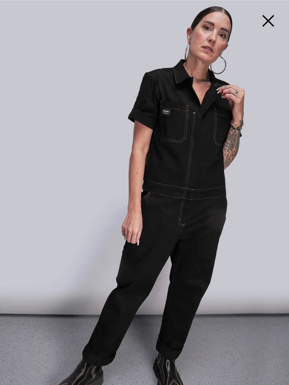 Wildfang Black essential coveralls short sleeve